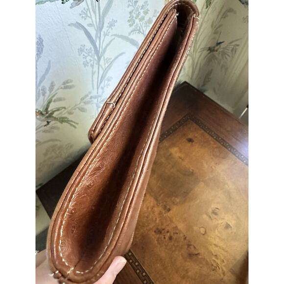 Unisa Brown Ostrich Skin Handbag/Clutch, Made in Uruguay 10.5x8.5x1 - Picture 8 of 8